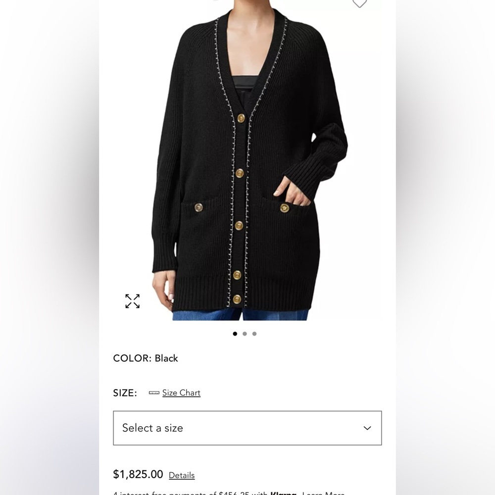 VERSACE New Black Cardigan Sweater - Picture 7 of 9